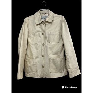 Vintage 90s Y2K Gap Leather Jacket Women Sz Small‎ Cream Beige Button Front